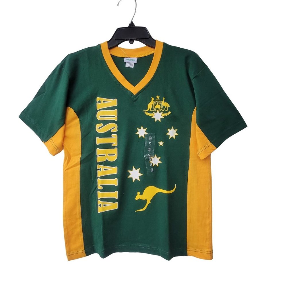 Size S AUSTRALIA National Men's teem Green Yellow Soccer Jersey Think Australia